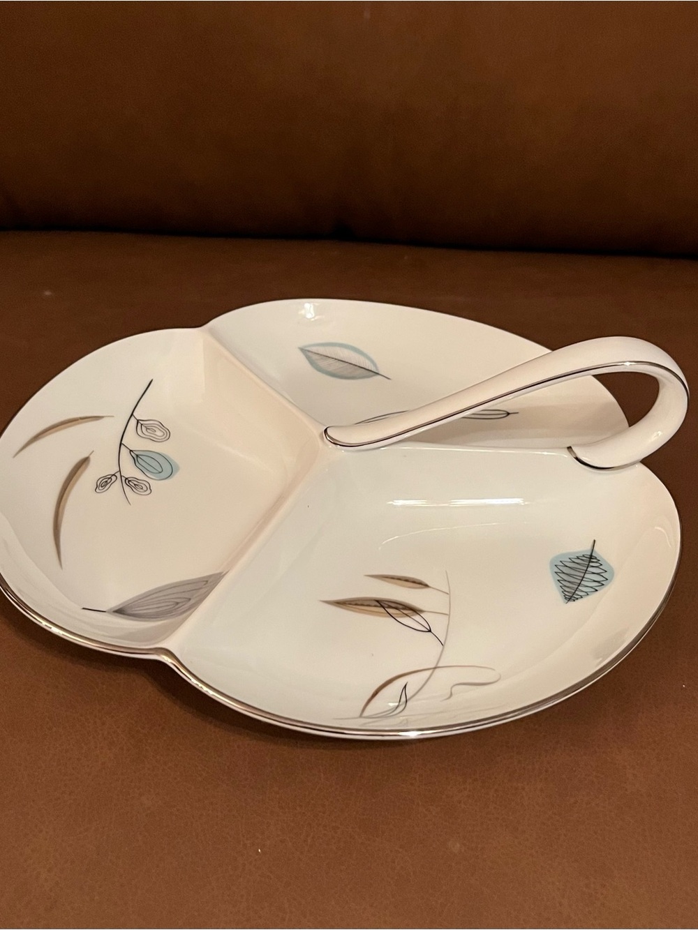 Vtg Noritake 1358 Leaf China Divided Serving Tray